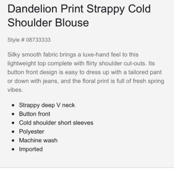 Express Dandelion Print Cold Shoulder Blouse - SIZE MEDIUM - Picture 7 of 7